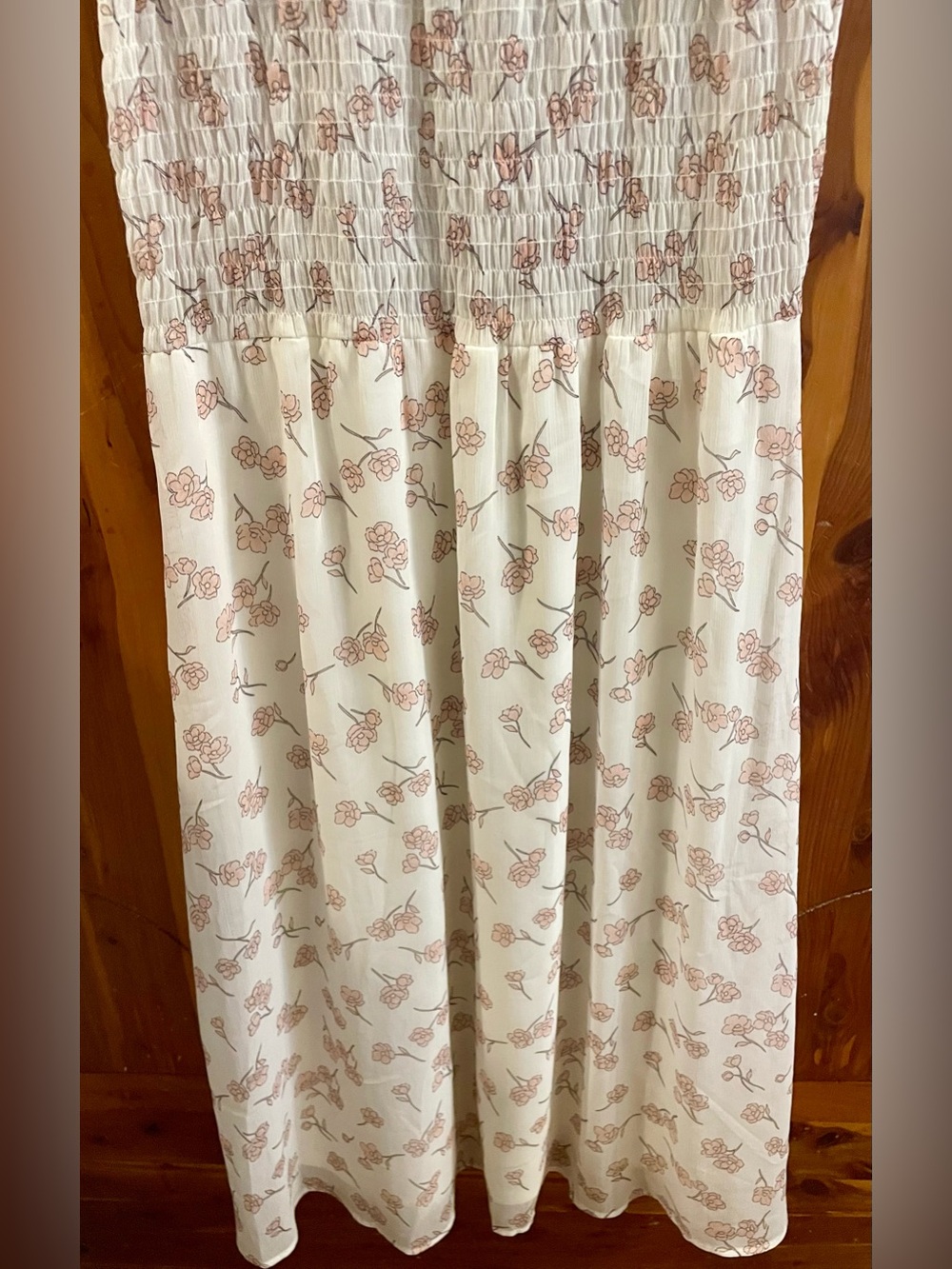 Vintage Sweet Rain Floral Smocked Mid-Length Dress Size L. - Picture 4 of 10